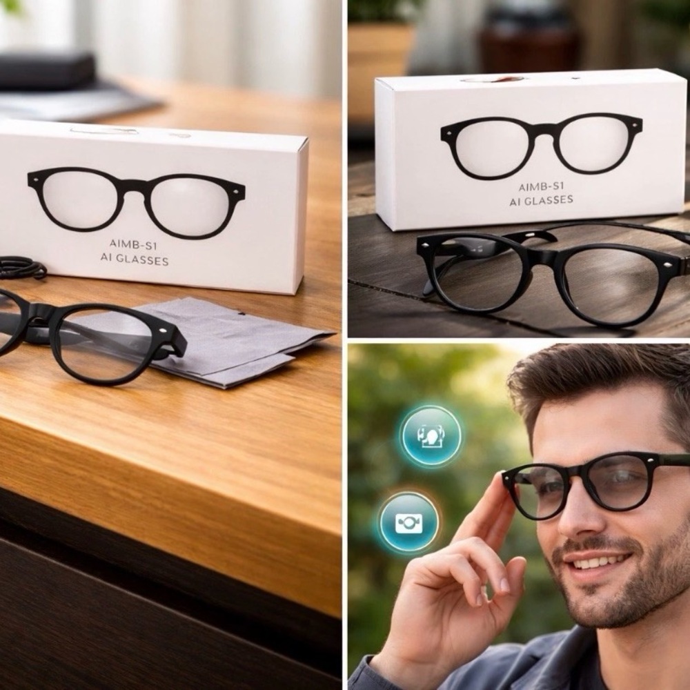 AI Smart Glasses AIMB-S1 w/ Camera Video Bluetooth Voice Assistant | New